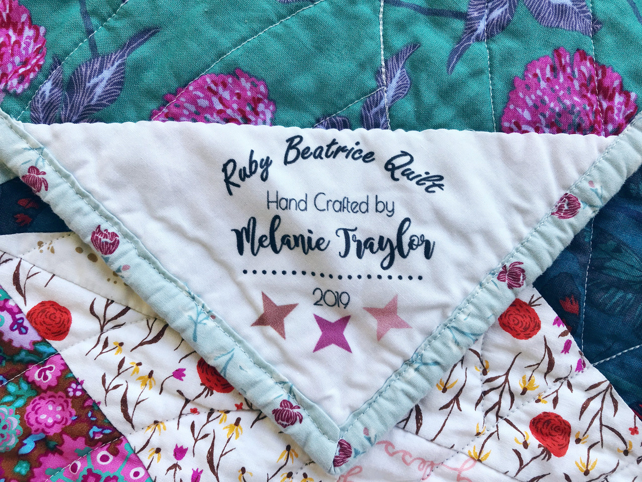 Custom Ruby Beatrice Quilt Label - Meander + Make